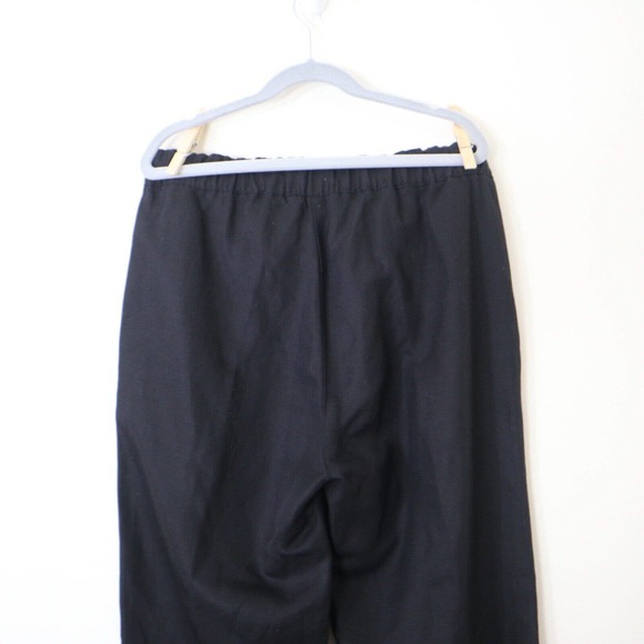 Eileen Fisher Size 4 Petite Tencel Linen Button Front Pants Straight Leg Black - Picture 7 of 8